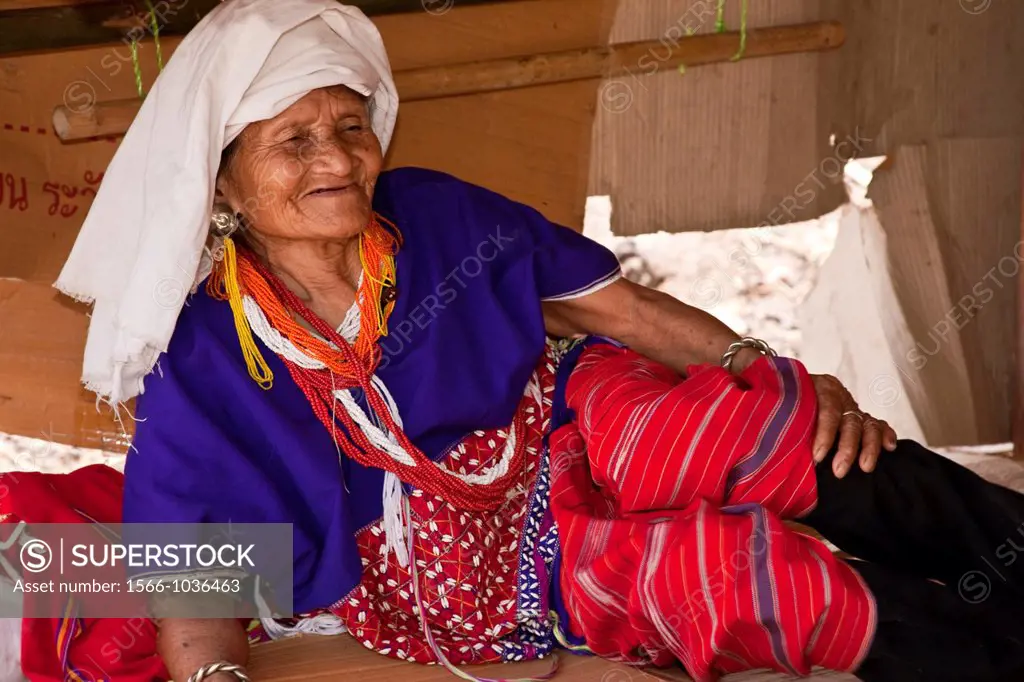 Portrait of a woman from the White Keren minority group, Chiang Mai, Thailand