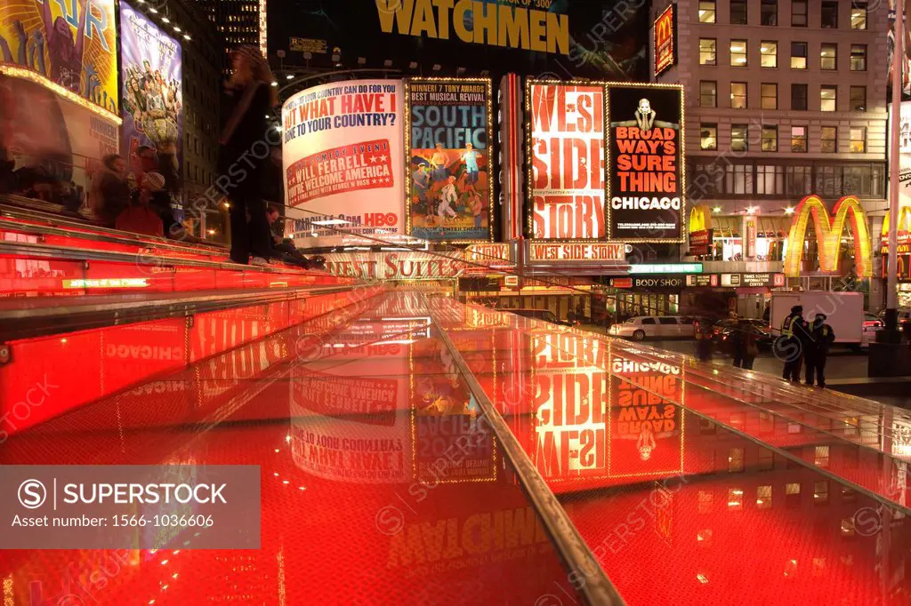 Broadway Theater Signs Tkts Booth Steps Times Square Manhattan New York City USA