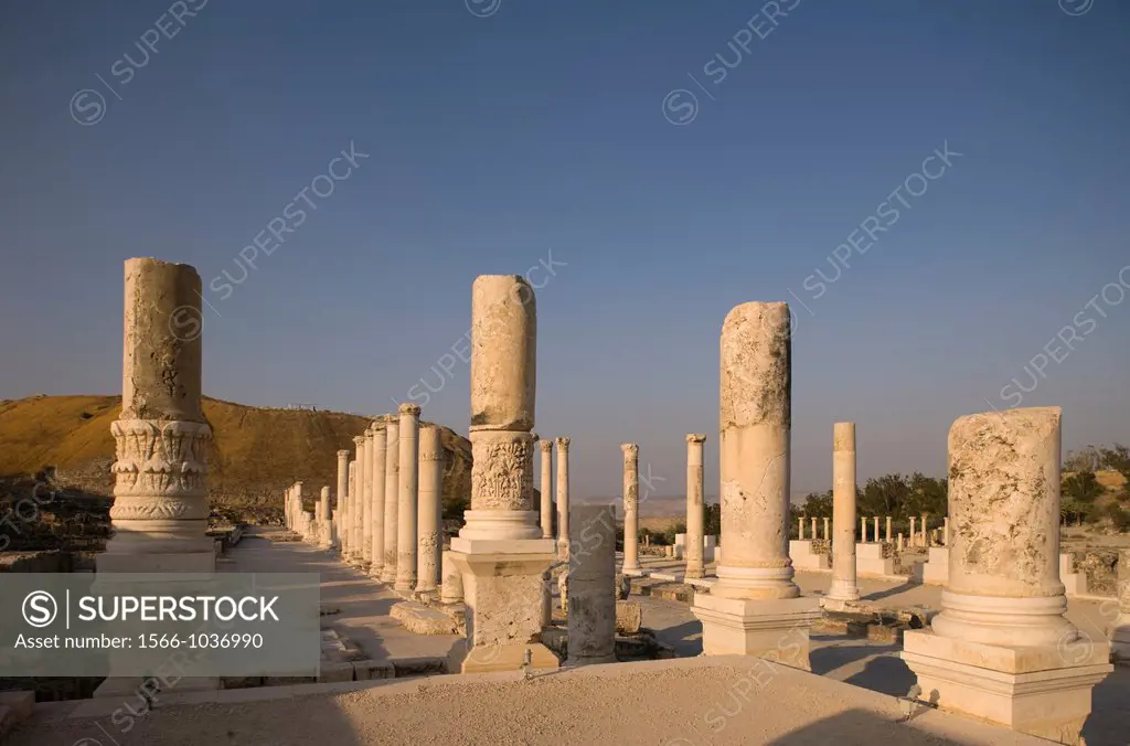 Western Bathhouse Colonnade Ruins Palladius Street Byzantine Colonnade Ruins Tel Beit Shean National Park Israel