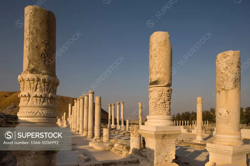 Western Bathhouse Colonnade Ruins Palladius Street Byzantine Colonnade Ruins Tel Beit Shean National Park Israel