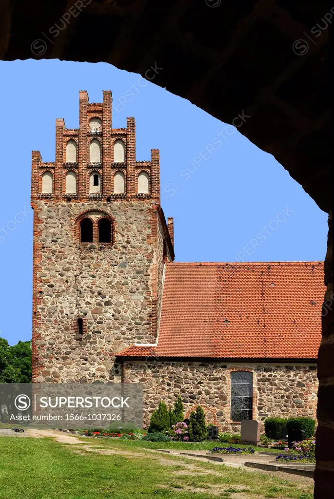 The Fieldstone church of Herzberg near Neuruppin in Brandenburg from the 12th century - Caution: For the editorial use only  Not for advertising or ot...