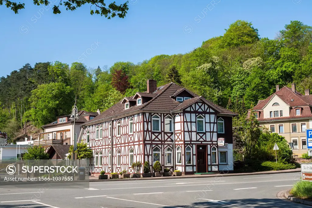 Traditional houses in Bodenwerder on the German Fairy Tale Route, Lower Saxony, Germany, Europe