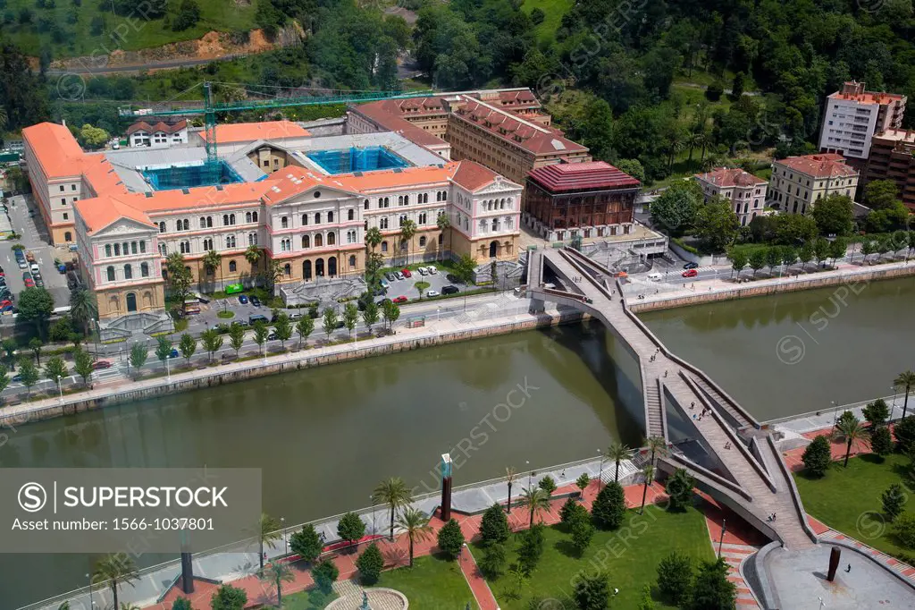 Padre Arrupe bridge and University of Deusto, Deusto, Bilbao, Bizkaia, Basque Country, Spain