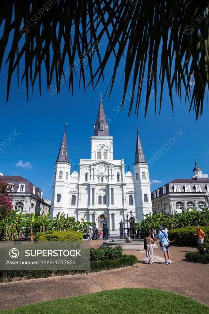 The Cathedral-Basilica of St  Louis King of France is the oldest Catholic cathedral in continual use in the United States, in Jackson Square
