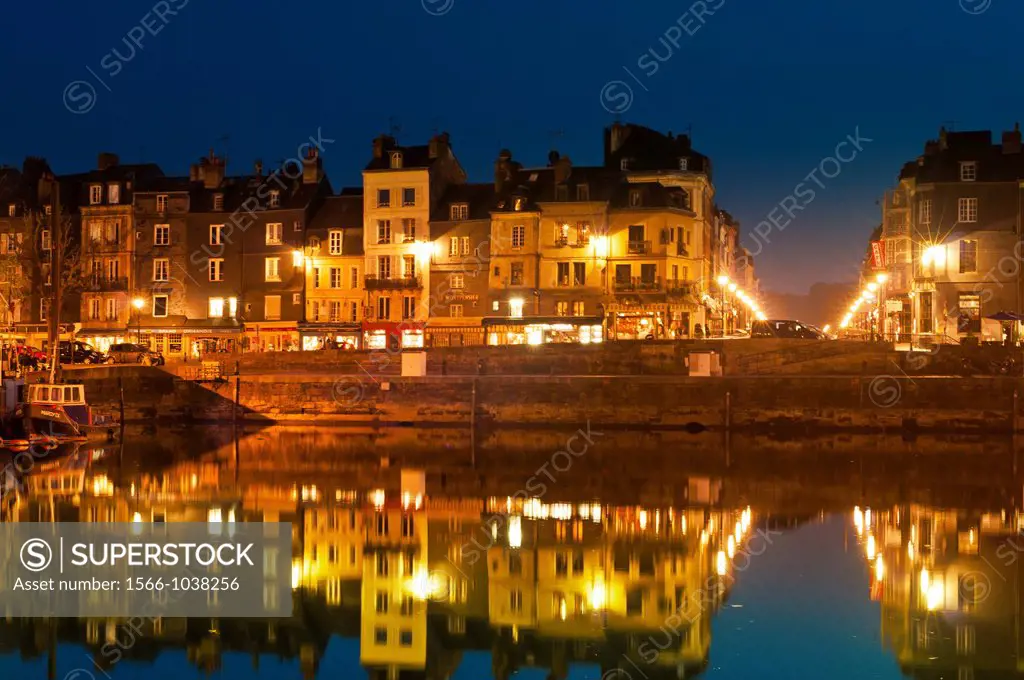 historic buildings in marina, Honfleur, Normandy, France
