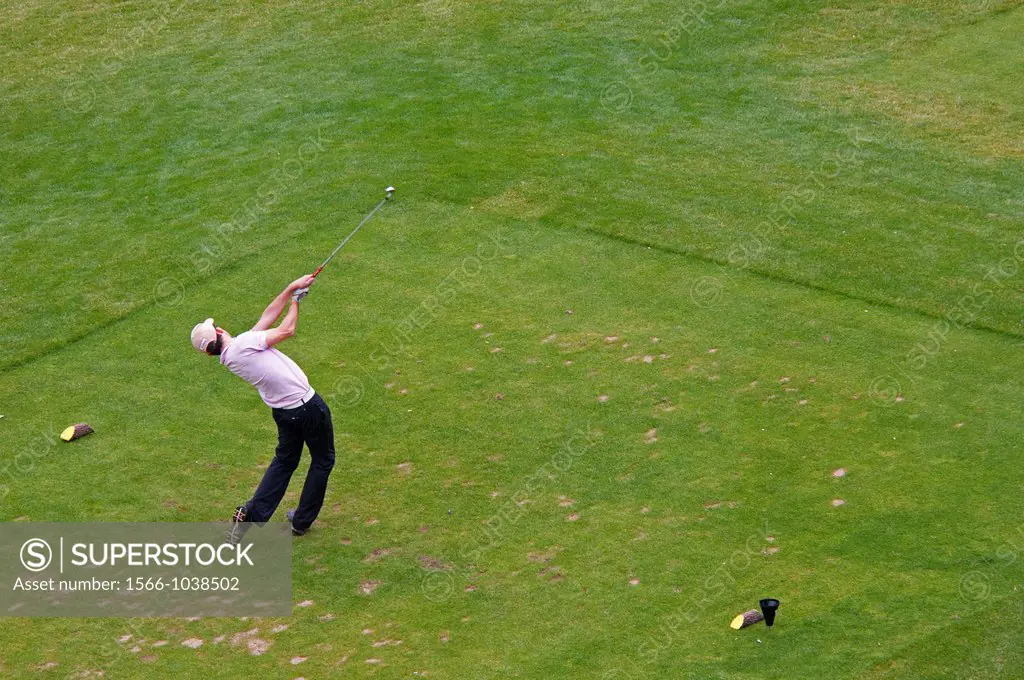 golfer in action, Crans-Montana, Switzerland