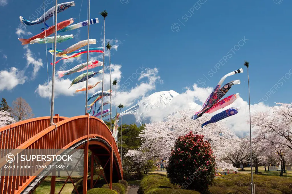 Japan ,Koinobori Children Festival, Mount Fuji