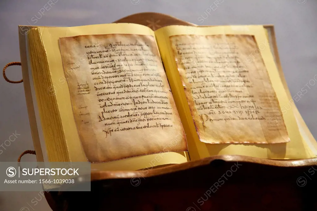 ´Glosas Emilianenses´ first examples of writing in Spanish and Basque, Yuso Monastery, San Millan de la Cogolla, La Rioja, Spain