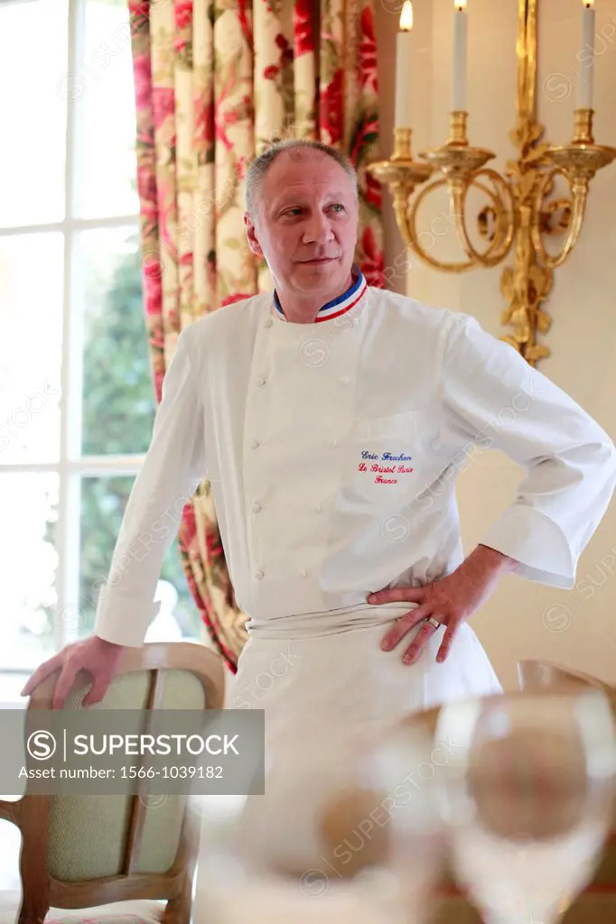 Chef Eric Frenchon in his 3 Michelin star gastronomic restaurant Epicure inside Hotel Le Bristol, Paris, France
