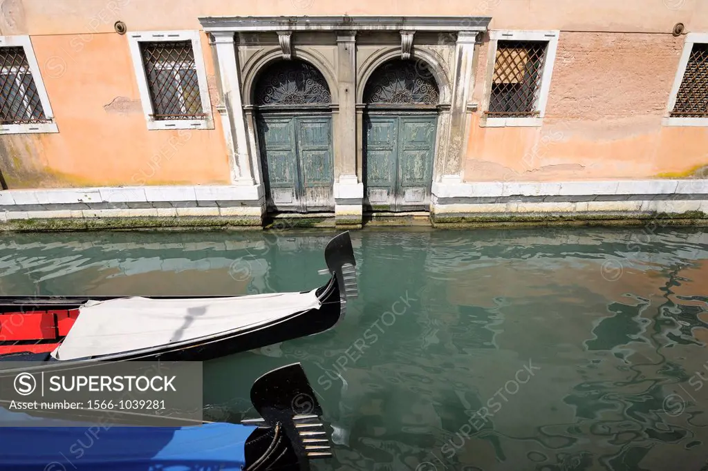 Gondola on Canal, Venice, Veneto, Italy, Europe