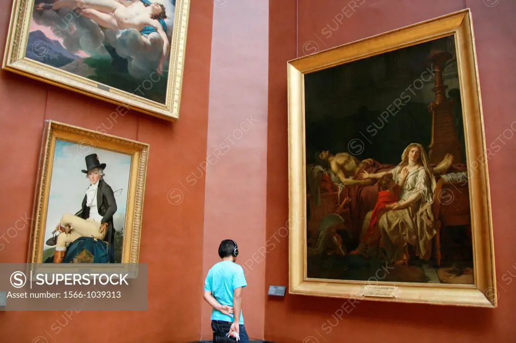 tourist at the louvre museum in paris france