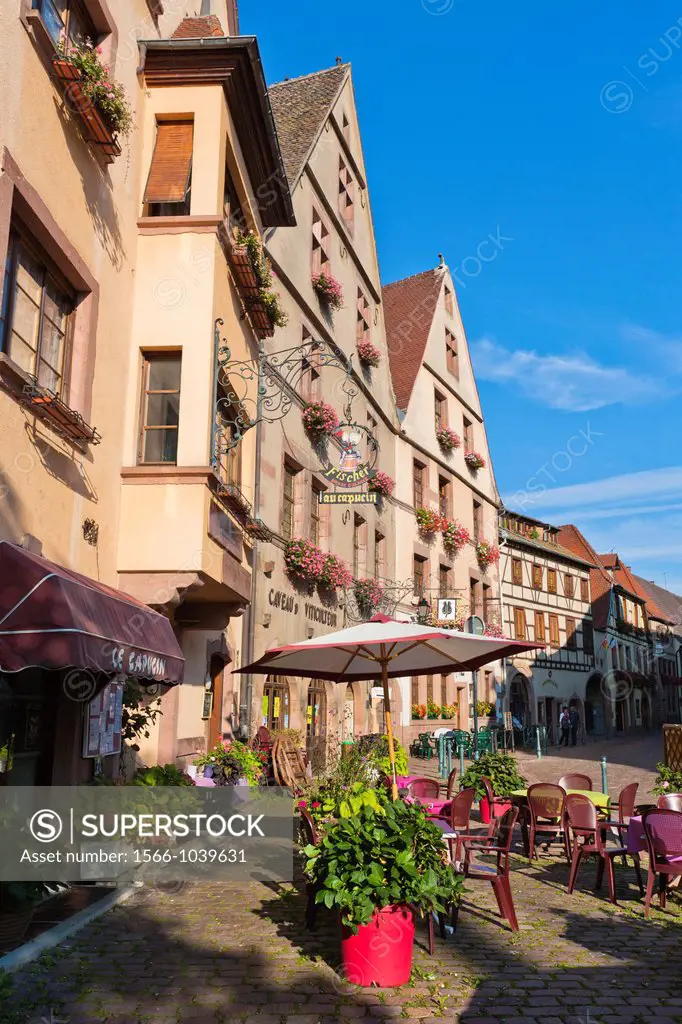 Charming traditional houses in Kaysersberg, Alsace, France, Europe