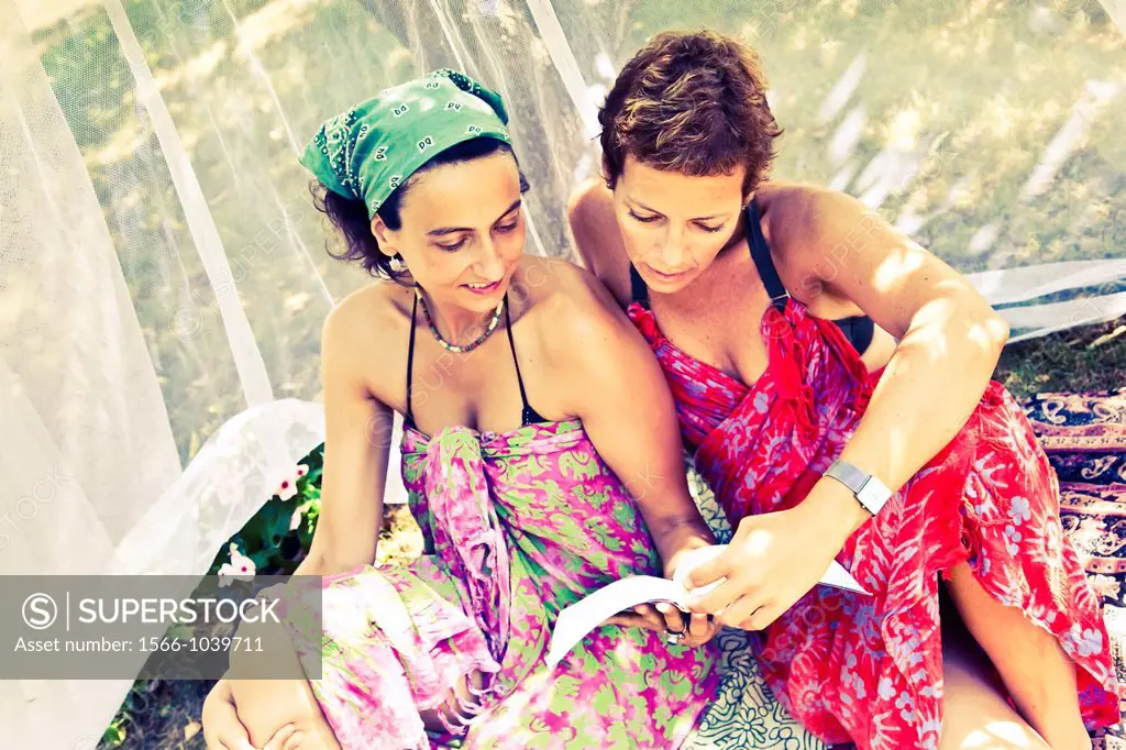 young women reading books
