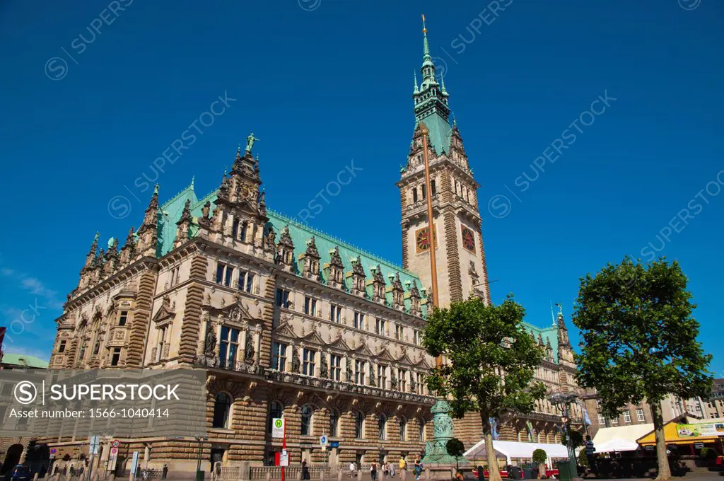 Rathaus the town hall Rathausmarkt square old town Hamburg Germany Europe