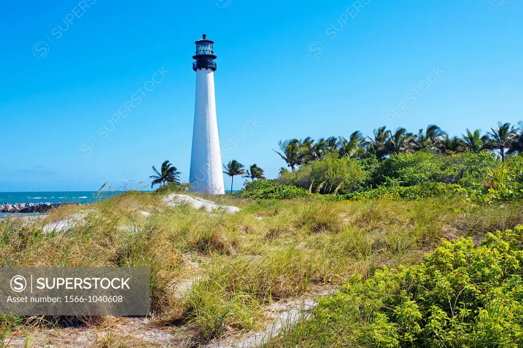 Cape Florida Lighthouse, Key Biscayne, Miami, Florida  USA.
