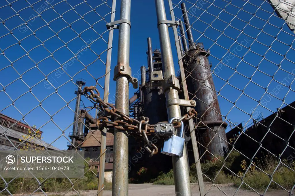 Padlocked Entrance Gate Closed Bethlehem Steel Company Works Bethlehem Pennsylvania USA