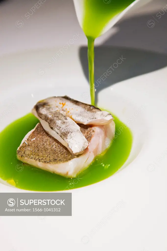 Salted fish with parsley sauce  Ricard Camarena chef  Valencia  Comunidad Valenciana  Spain.