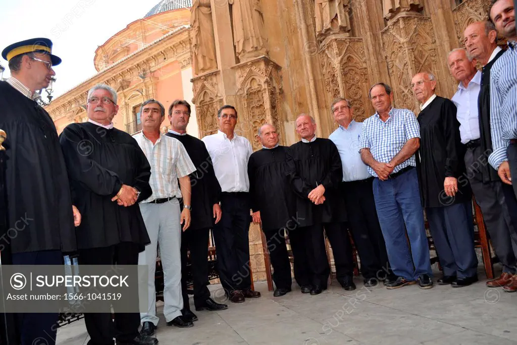 Valencia, Spain: the judges of the Tribunal de las Aguas, at Thursday´s ceremony in Plaza de la Virgen