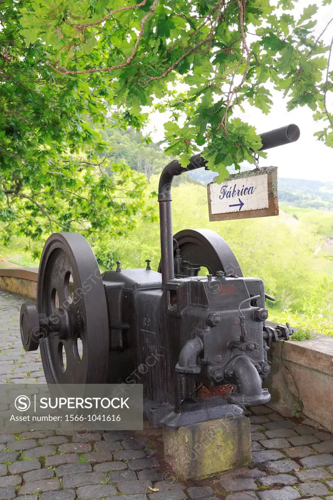 Old machinery used as decoration in Porto Formoso tea factory  Sao Miguel island, Azores, Portugal