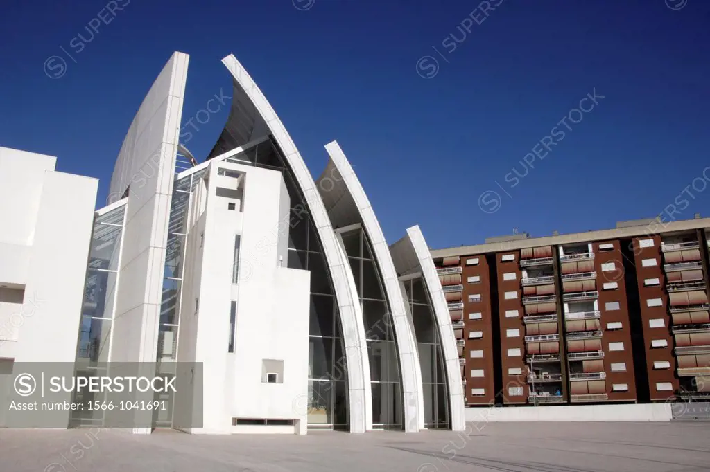 chiesa di Dio Padre Misericordioso church by the architect Richard Meier in the Tor Tre Teste District in Rome Italy