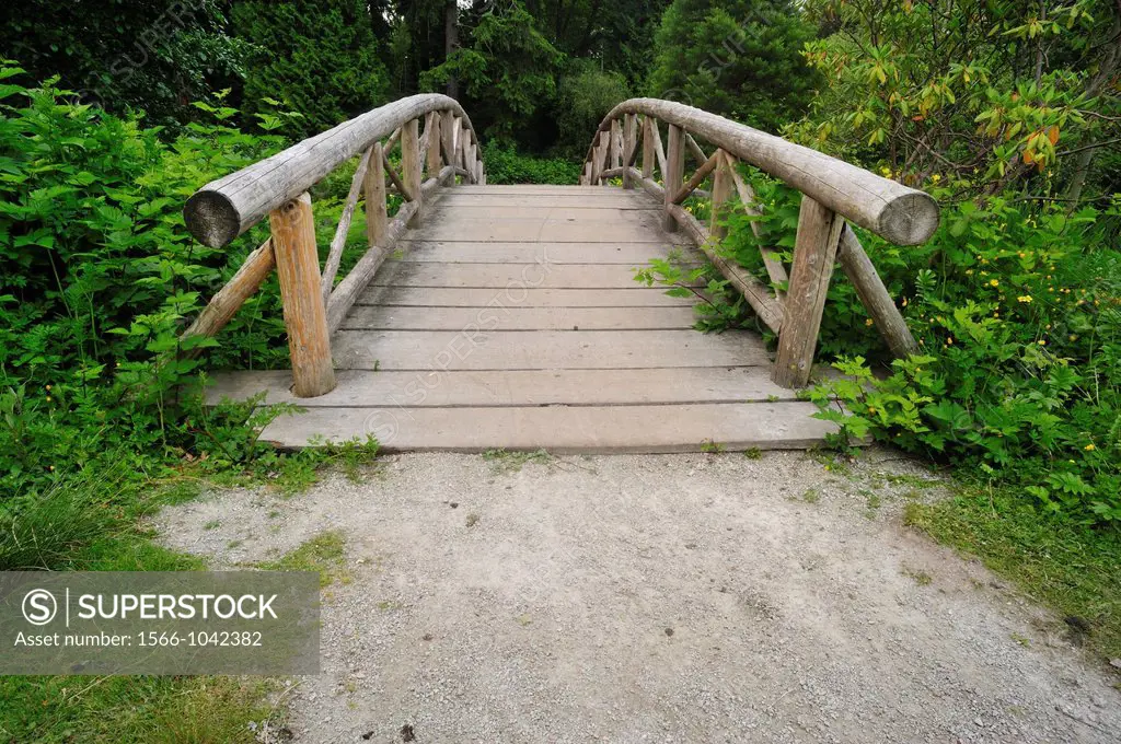 wooden footbridge at Ceperley Meadow, Stanley Park, Vancouver, British Columbia, Canada