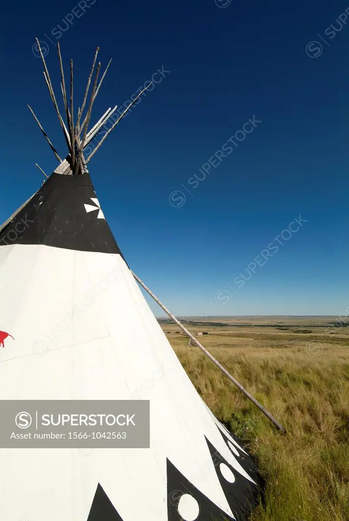 a tipi at Head-Smashed-In Buffalo Jump in southern Alberta, Canada, a World Heritage Site