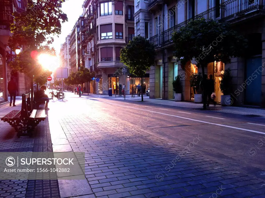 Backlighting, San Marcial Street, Donostia, San Sebastian, Gipuzkoa, Basque Country, Spain