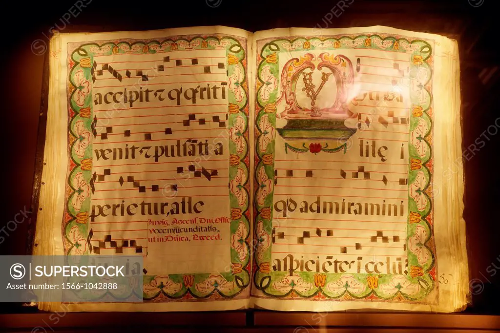 Gregorian chants choirbook, Yuso Monastery, San Millan de la Cogolla, La Rioja, Spain