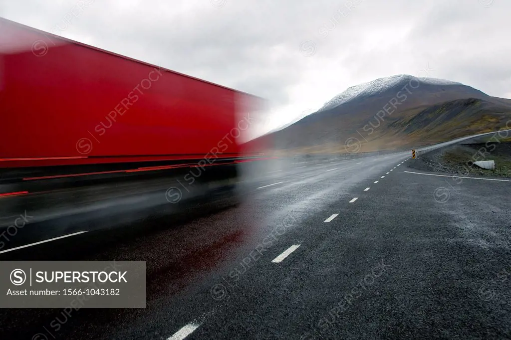 Truck at a northern Iceland road