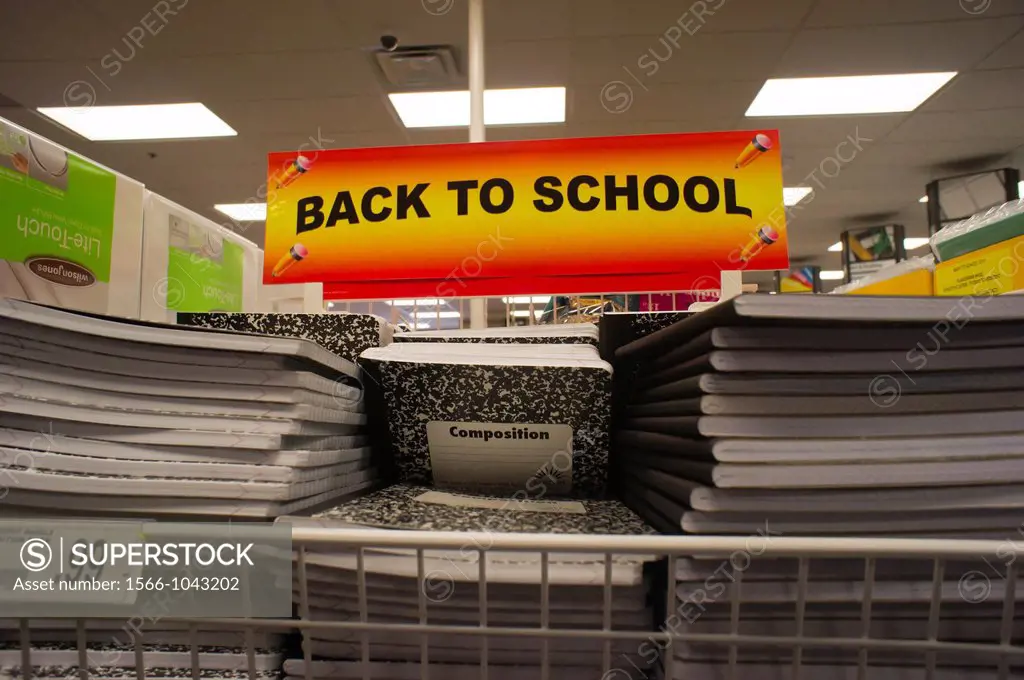Back to school supplies are seen in an Office Depot supply store in Hoboken, NJ