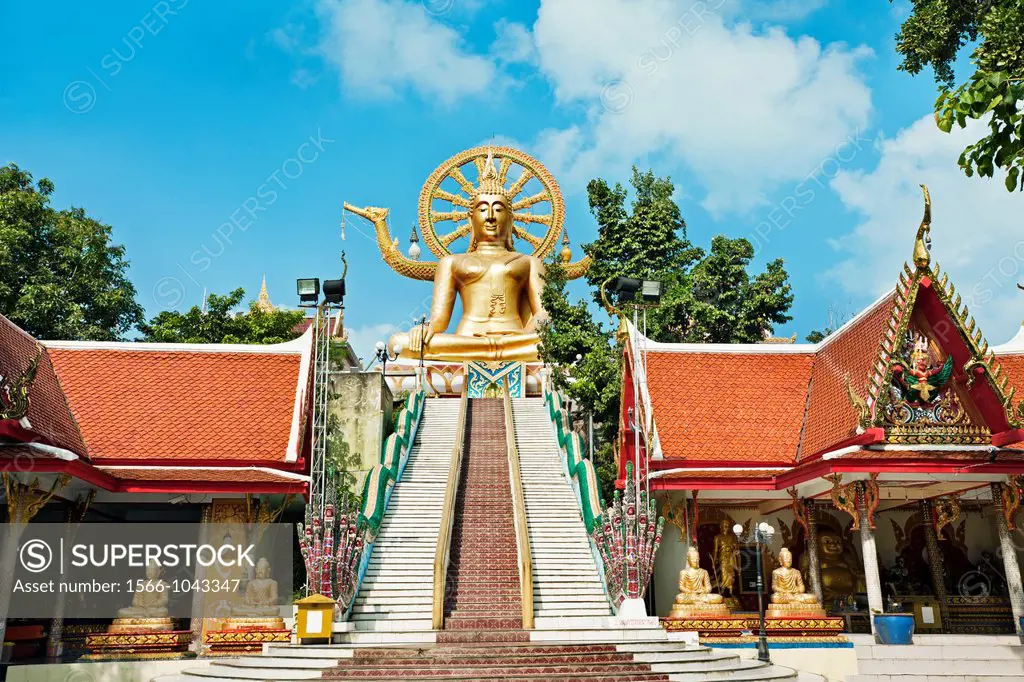 Gilded Big Buddha, 12 m, Wat Phra Yai, Ko Fan, Ko Samui Island, Thailand, Asia.