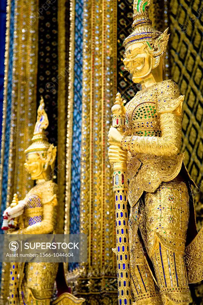 statues in Phra Mondop library  Wat Phra Kaew or Temple of the emerald Buddha  Grand palace  Bangkok, Thailand