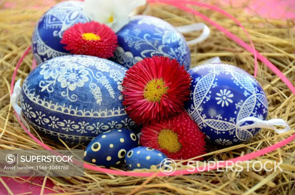 Colorful Easter Egg resting in Hay