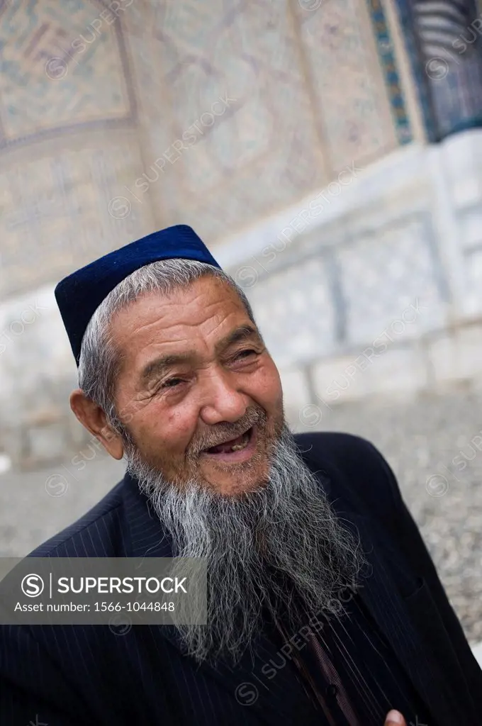 Portrait of an old man in Samarkand, Uzbekistan