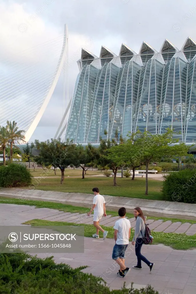 Tourists visiting the city of arts and sciences of Valencia, Spain, Europe