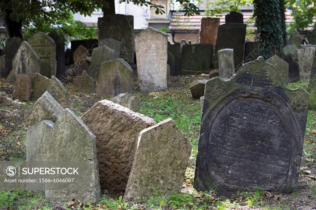 Crowded Tombstones Old Jewish Cemetery Josefov Jewish Quarter Prague Czech Republic