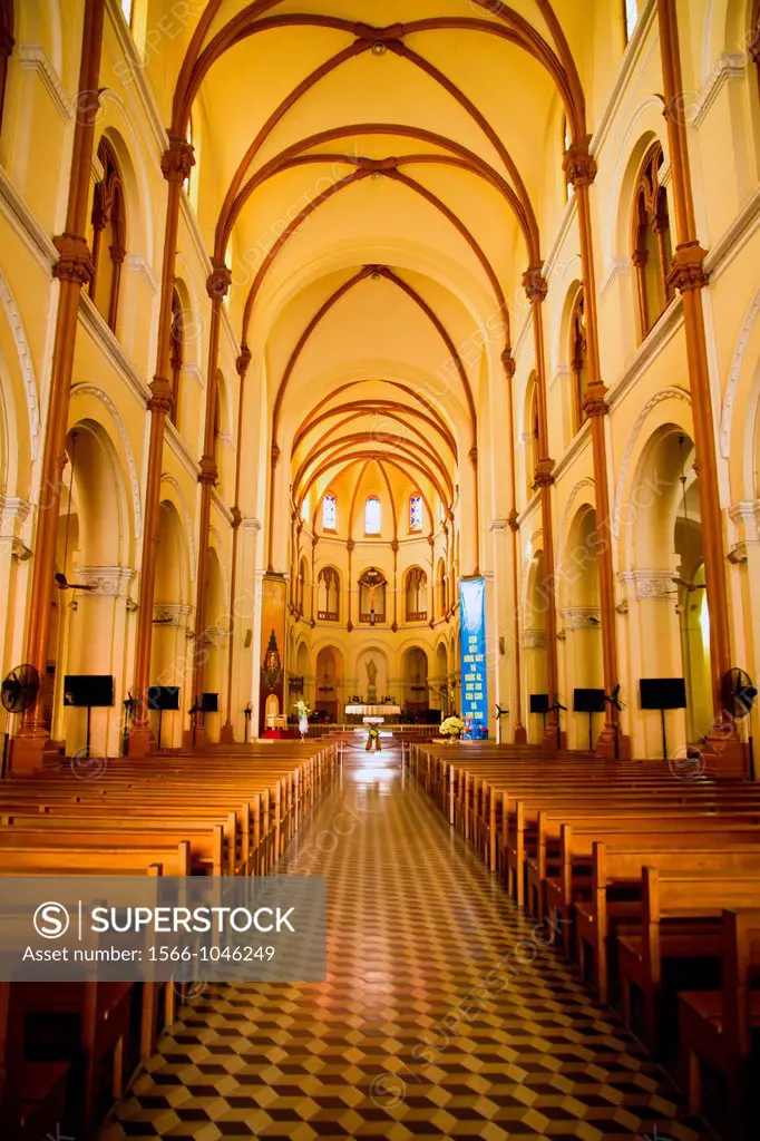 Interior of Notre Dame Cathedral in Ho Chi Minh City, Vietnam