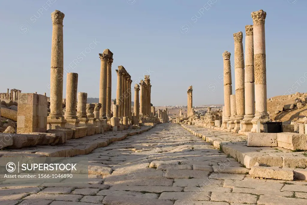 Cardo Maximus Greco Roman Colonnaded Street Ruins Jerash Jordan