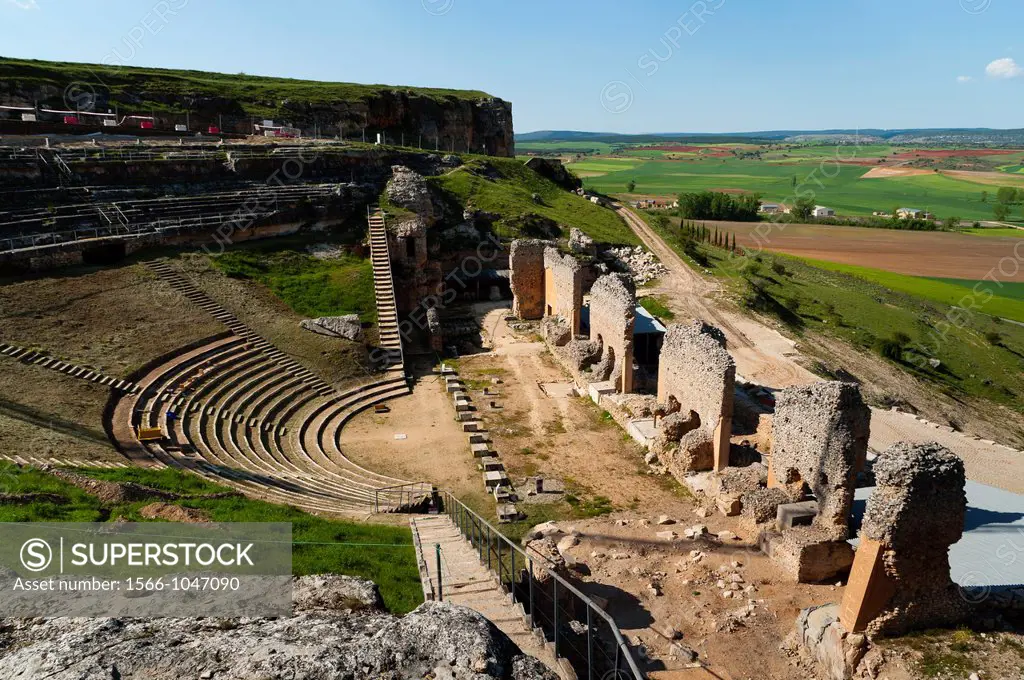 Roman theatre, archaeological site of Clunia Sulpicia, Burgos, Castilla y Leon, Spain, Europe
