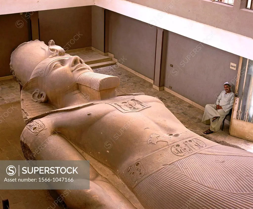 Colossal statue of Ramesses II, Ruins of Memphis, Egypt,        