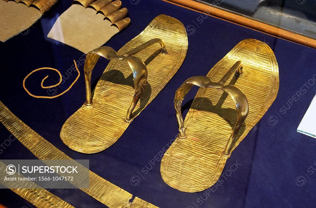 Sandals, Tutankhamun´s treasure, Museum of Egyptian Antiquities, Cairo, Egypt,        