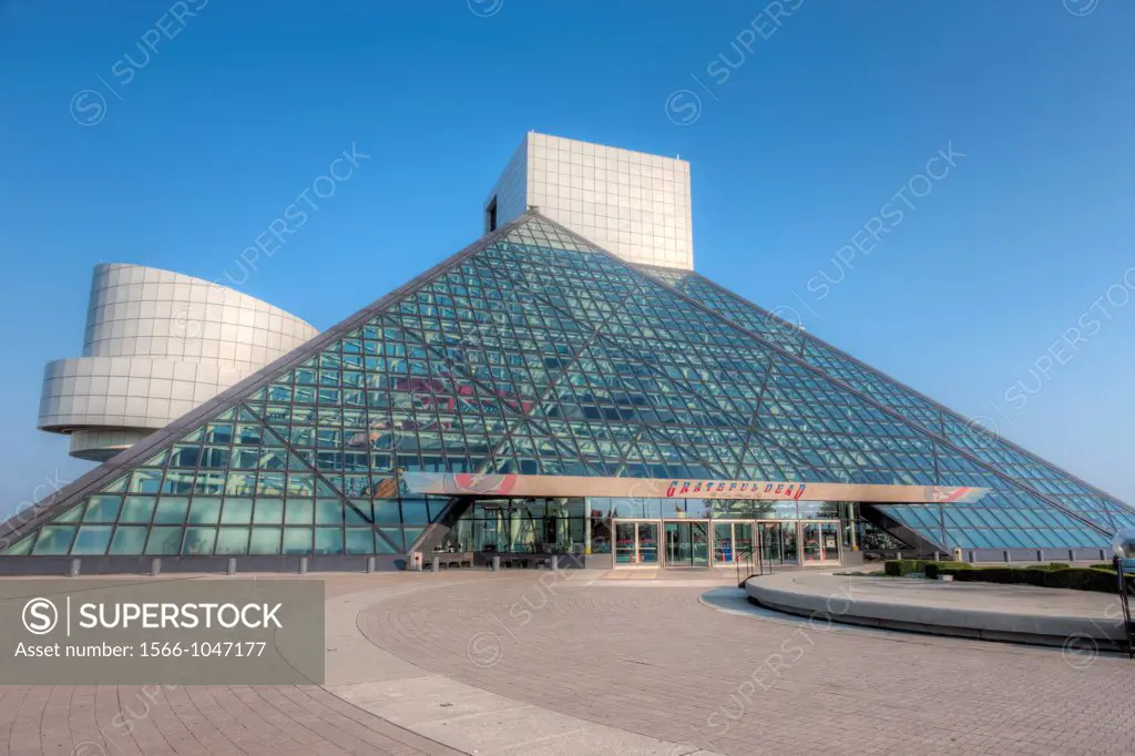 The Rock and Roll Hall of Fame, located in the birthplace of Rock and Roll, Cleveland, Ohio, USA