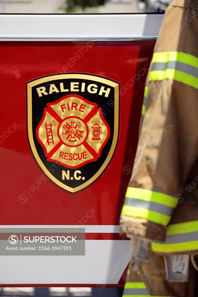 An open door on a fire truck in Raleigh, North Carolina, USA