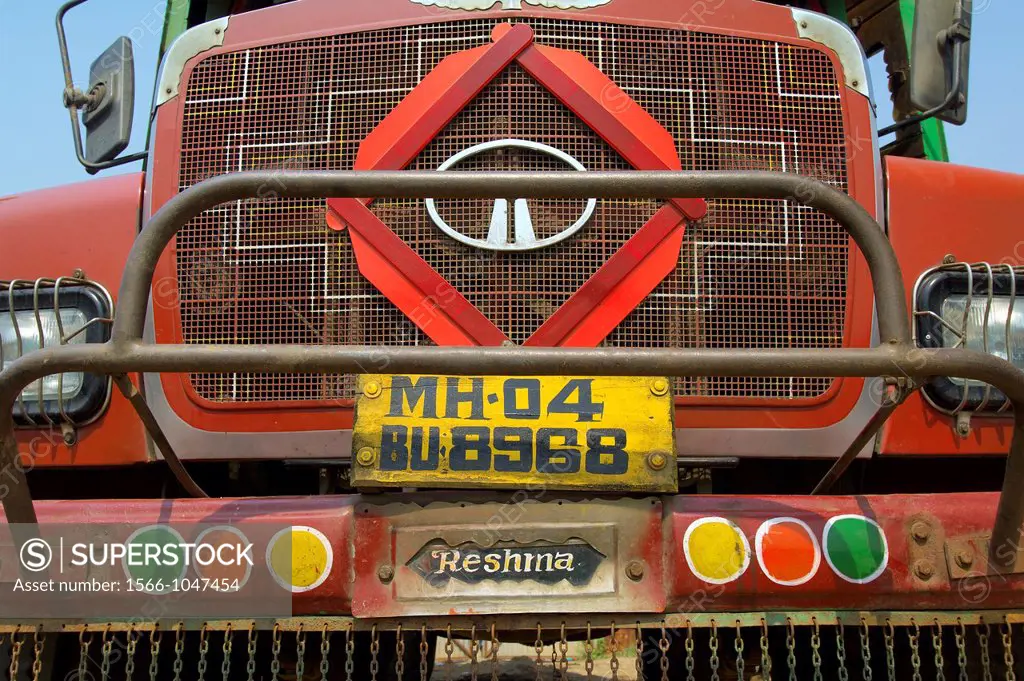 Front view of a Tata indian truck