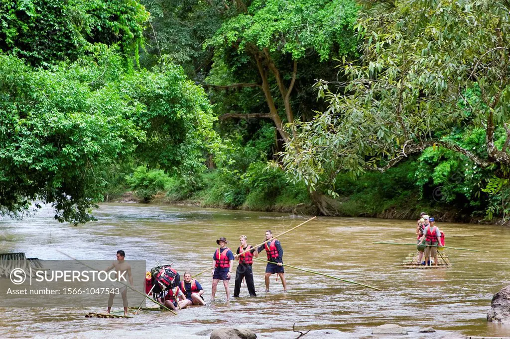 Bamboo rafting in Mae Tang river  Chiang Mai province  Thailand