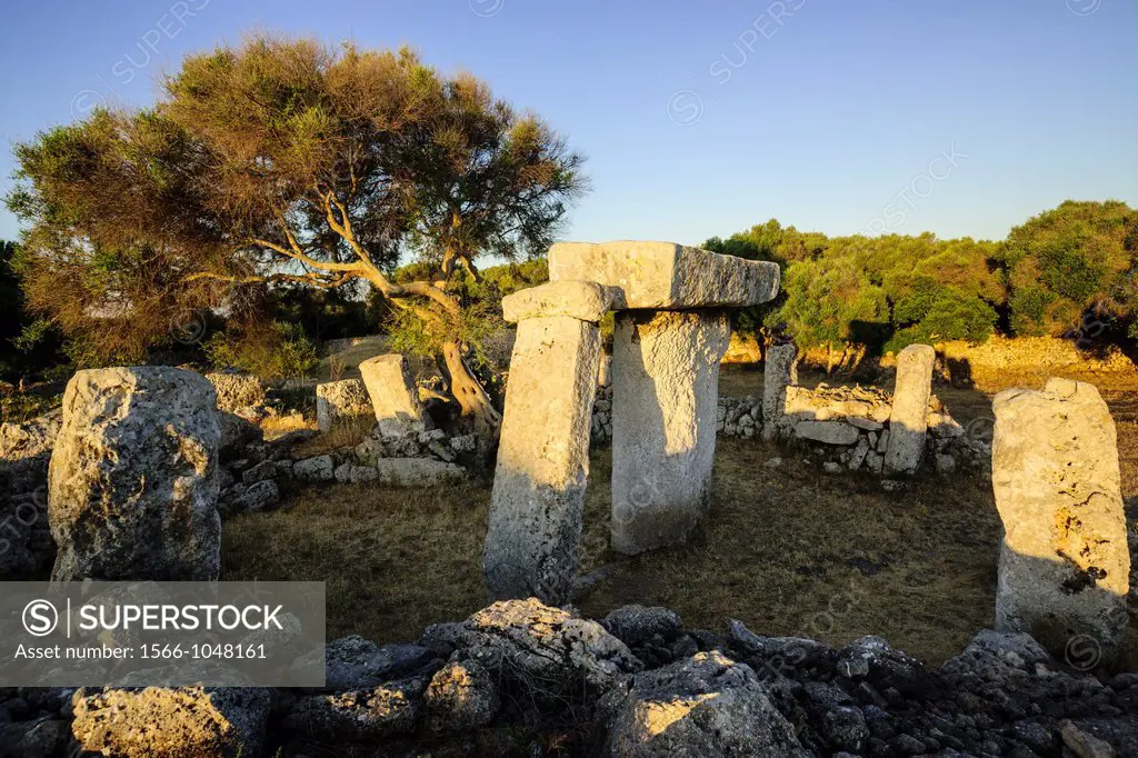 Taula sanctuary, prehistoric town of Talatí de Dalt, 1300 B.C, Mahon Menorca, Balearic Islands, Spain