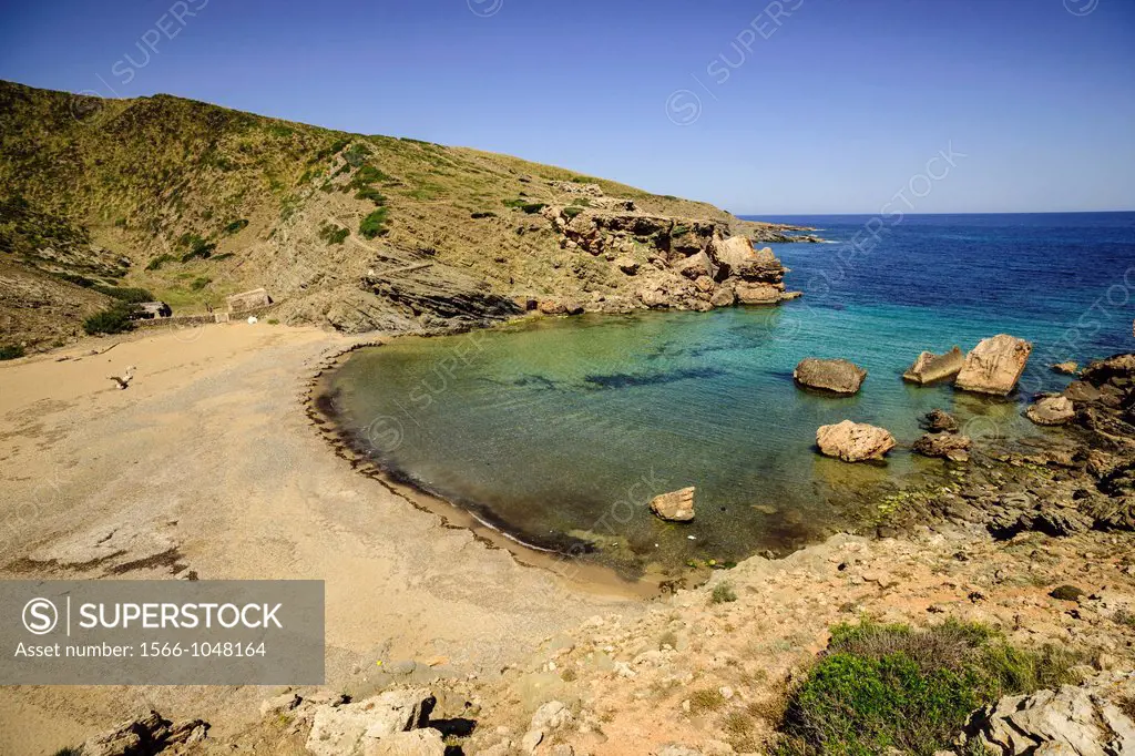 Beach, Cala En Calderer, Ferreries, Menorca, Balearic Islands, Spain, Europe