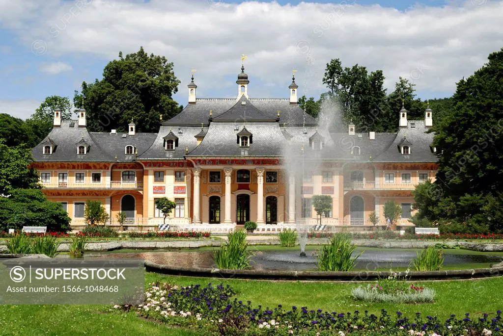 Pillnitz castle in Dresden with the mountain palais and the great castle park - Caution: For the editorial use only  Not for advertising or other comm...