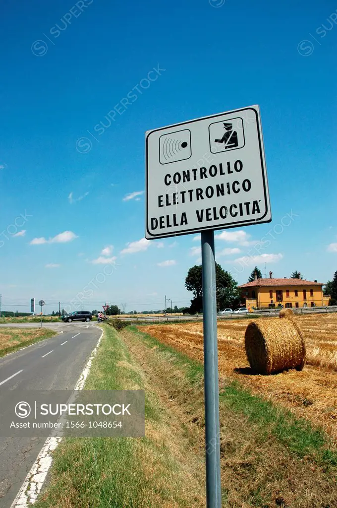 Bologna, Italy: speed control sign, in the city outskirts