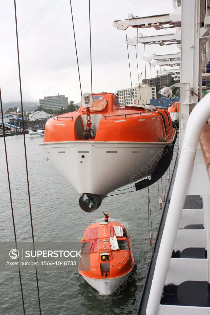 Abandon Ship Drill  Lifeboat  This vessel, for use in an emergency if the crew and passengers have to abandon ship, is lowered to the surface of the s...